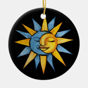 Sol och Måne Julgransprydnad Keramik