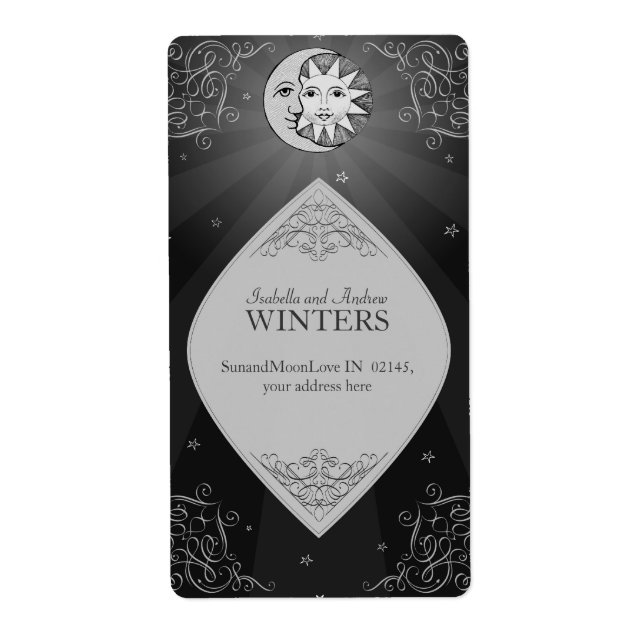 Sol och Måne Kärlek - Klassisk adressetikett Fraktsedel (Framsidan)