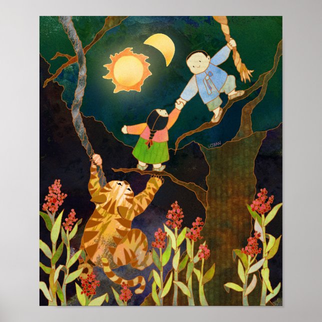 Sol och Måne: Koreansk folkbokförd Poster (Framsidan)