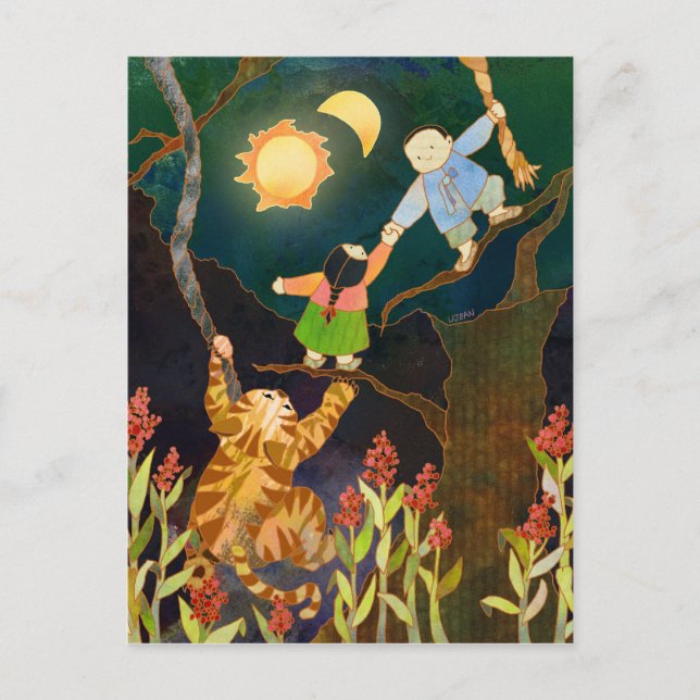 Sol och Måne: Koreanska folkbokföringskort Vykort (Framsida)