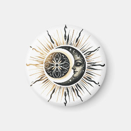 Sol och måne magnet | Celestial kylskåpsmagnet 