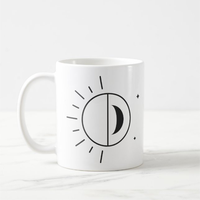 Sol och måne Minimal linjeri Kaffemugg (Vänster)