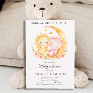 Sol och måne Neutral Celestial Baby Shower Inbjudningar