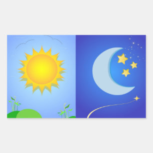sol och måne rektangulärt klistermärke