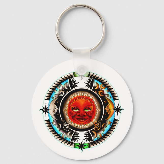 Sol och Måne Space Mandala Nyckelring (Framsida)