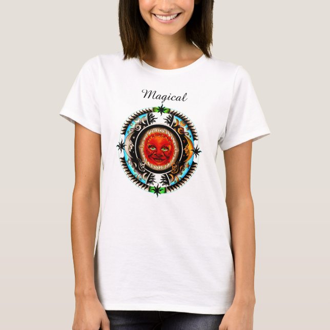 Sol och Måne Space Mandala T Shirt (Framsida)