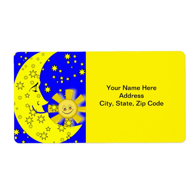 Sol och Måne Stars etiketter Fraktsedel (Framsidan)