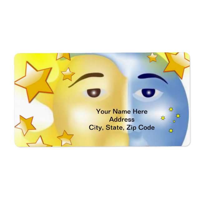 Sol och Måne Stars etiketter Fraktsedel (Framsidan)