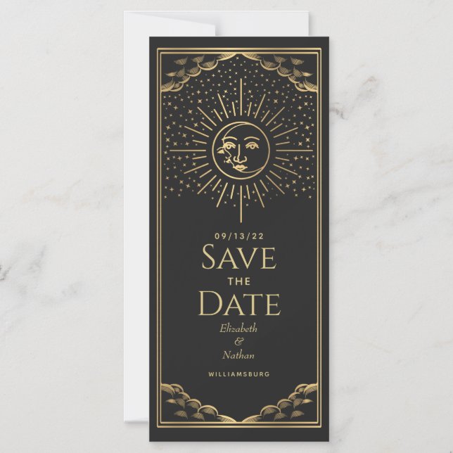 Sol och Måne Tarot Save Date Magnetic Card Magnetisk Inbjudningskort (Framsida)