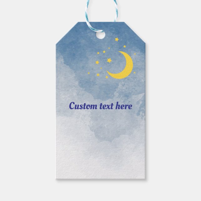 Sol och Måne Twin Baby Shower Gift Märkre Presentetikett (Framsidan)