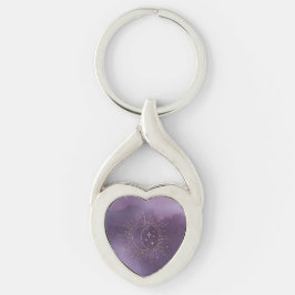 Sol och måne twisted heart silverfärgad nyckelring
