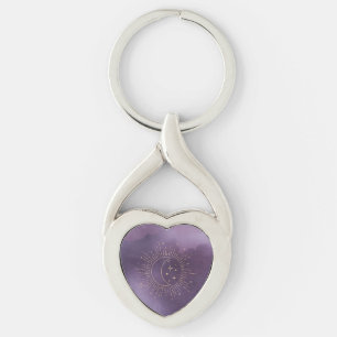 Sol och måne twisted heart silverfärgad nyckelring