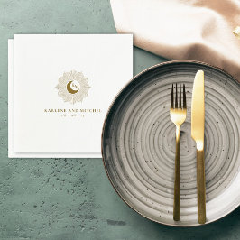 Sol och Måne utan timosa Bröllop Cocktail Napkins Pappersservett