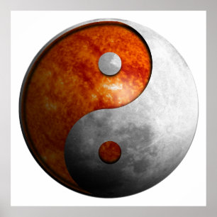 Sol och måne Yin och Yang symbol Poster