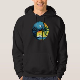 Sol och Måne Yin samt Yang Retro-beach-bergen Su Hoodie