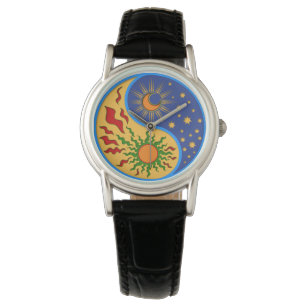Sol och Måne Yin Yang Colorful Armbandsur