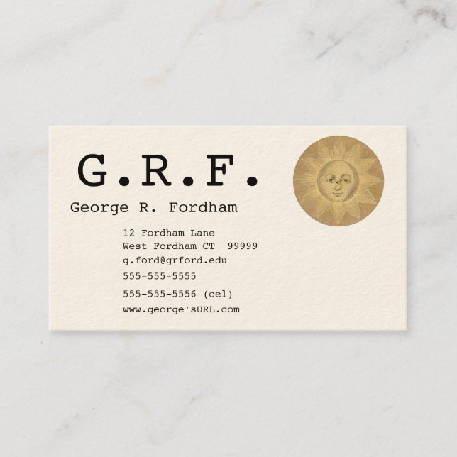 Sol- och måneanpassadeMonogram Visitkort (Framsida)