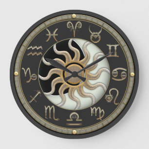 Sol- och måneastrologisymboler stor klocka