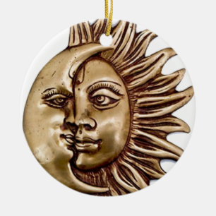 SOL- OCH MÅNEBERLOCKDESIGN JULGRANSPRYDNAD KERAMIK