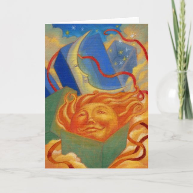 Sol- och månefödelsedagkort kort (Framsida)