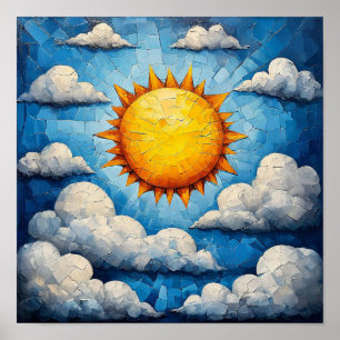 Sol och moln mosaik väggkonst