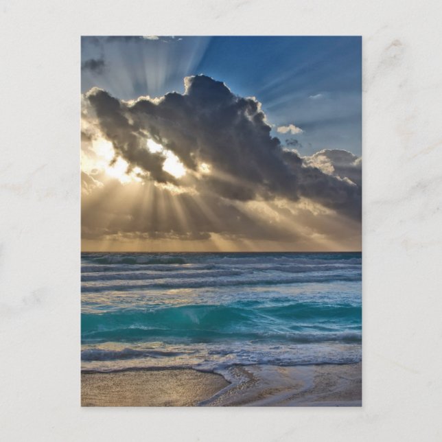 Sol och moln över havet vykort (Framsida)