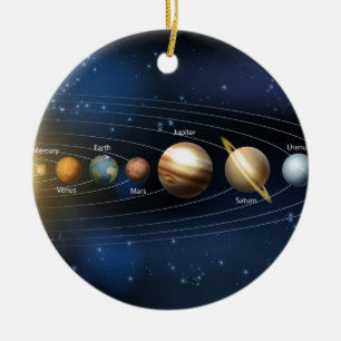 Sol och planet av det sol- systemet julgransprydnad keramik