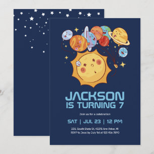 Sol och planeter Rymden Barns födelsedag Inbjudningar