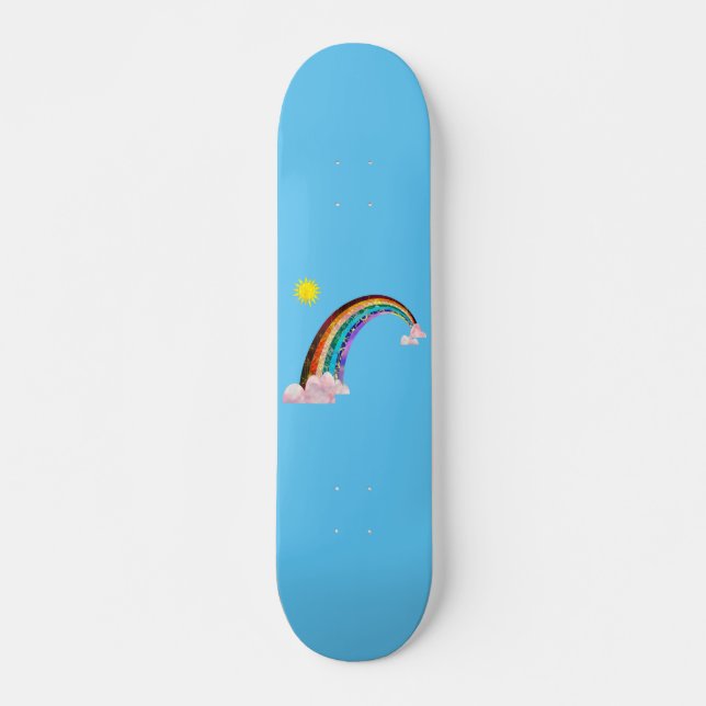 Sol och regnbåge 2 mini skateboard bräda 18,5 cm (Framsida)