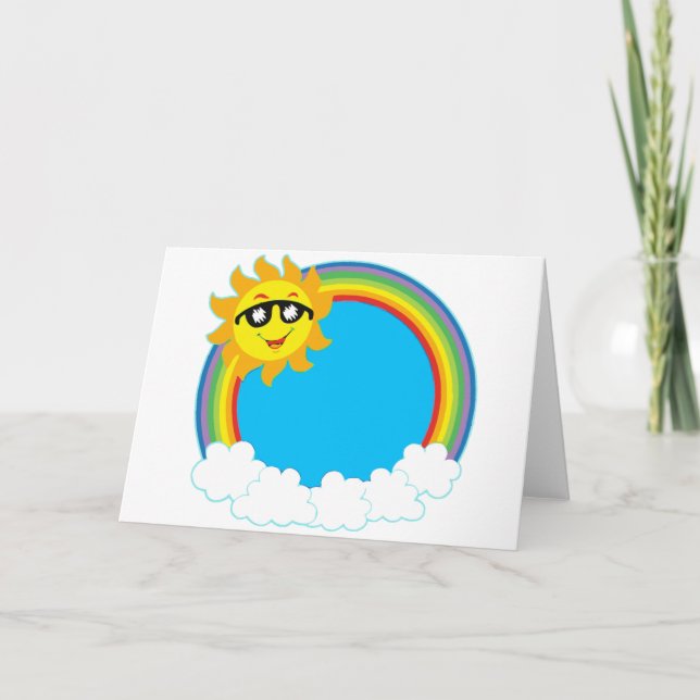 Sol och regnbåge med moln helgkort (Framsida)