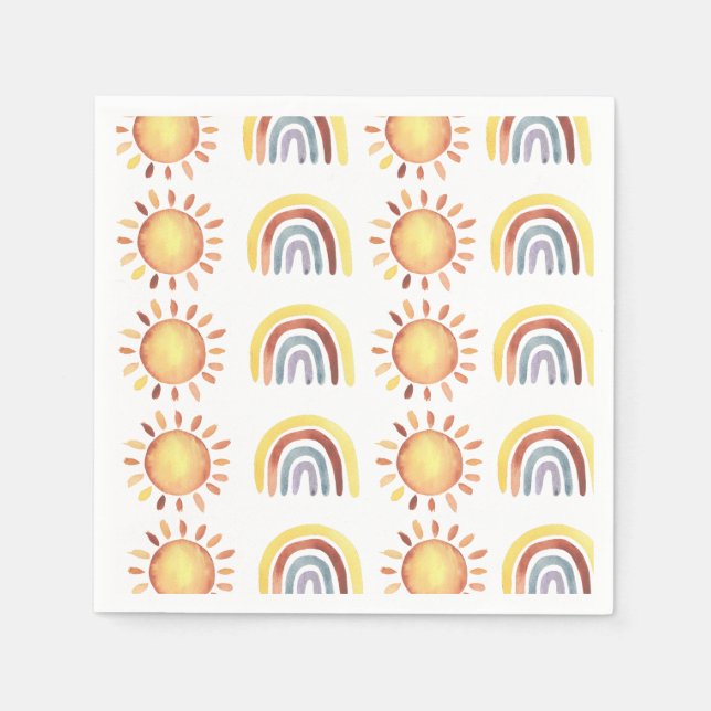 Sol och regnbåge mönster pappersservett (Framsidan)