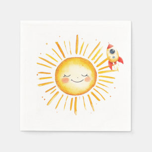 Sol och Rocketship First Birthday Pappersservett