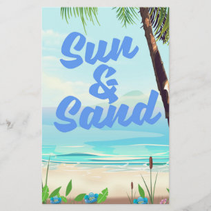 Sol och Sand inspirationcitattecken tecknad poster Brevpapper