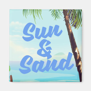 Sol och Sand inspirationcitattecken tecknad poster Magnet