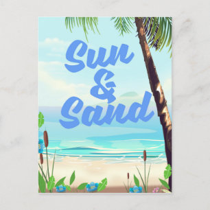Sol och Sand inspirationcitattecken tecknad poster Vykort