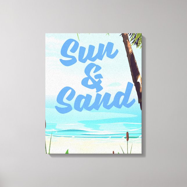 Sol och sand inspirerande citat tecknad affisch la canvastryck (Framsida)