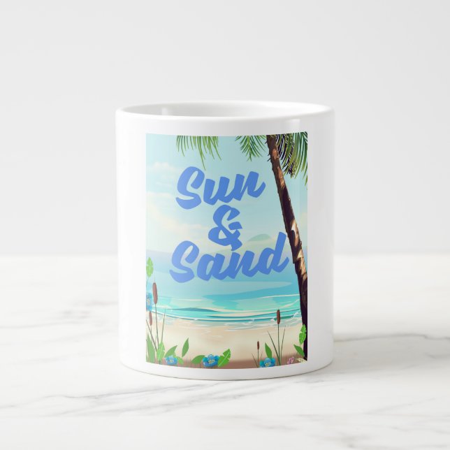Sol och sand inspirerande citat tecknad affisch la jumbo mugg (Framsidan)