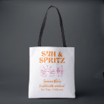 Sol och Spritz Bachelorette Helg Tygkasse<br><div class="desc">Sol och Spritz Bachelorette Helg Tote Bag Det här är en perfekt gåva till dina flickor på ditt speciella helg! Den här Funkyn har en hand plockade-layout med illustrationer av hand plockade tillsammans med handskrivet teckensnitt! Du har rätt att skapa något unikt för dig! Redigera enkelt ordalydelsen och färg för...</div>
