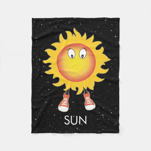 Sol och stjärnor i rymden fleecefilt (Framsidan)