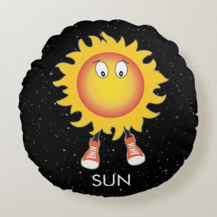 Sol och stjärnor i rymden rund kudde