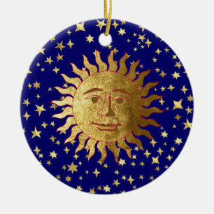 Sol och stjärnor julgransprydnad keramik