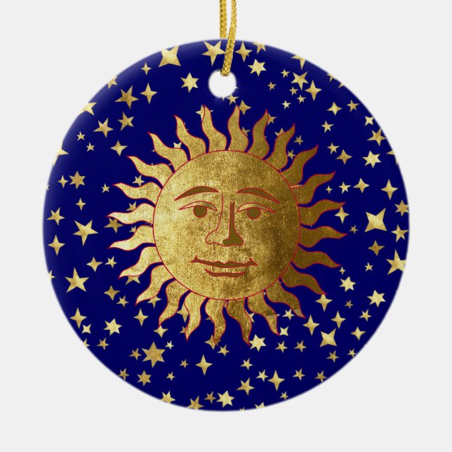 Sol och stjärnor julgransprydnad keramik (Framsidan)