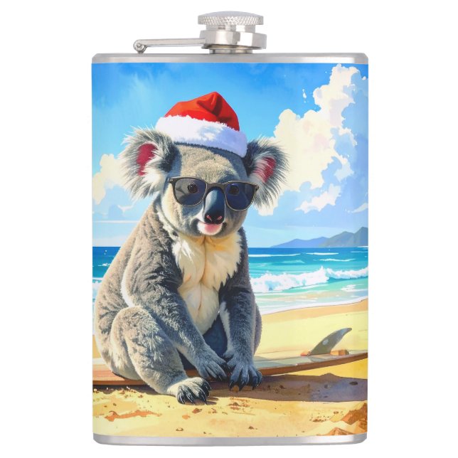 Sol och Surfa Koala Santa Hat Fickplunta (Framsidan)