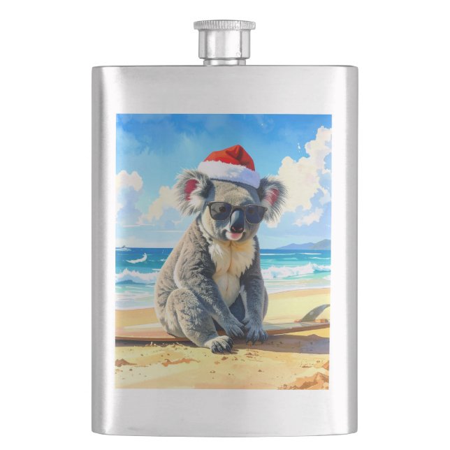 Sol och Surfa Koala Santa Hat Fickplunta (Framsidan)