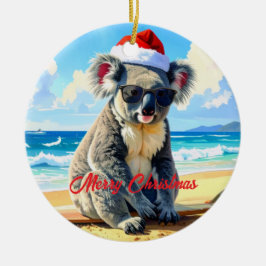 Sol och Surfa Koala Santa Hat Julgransprydnad Keramik