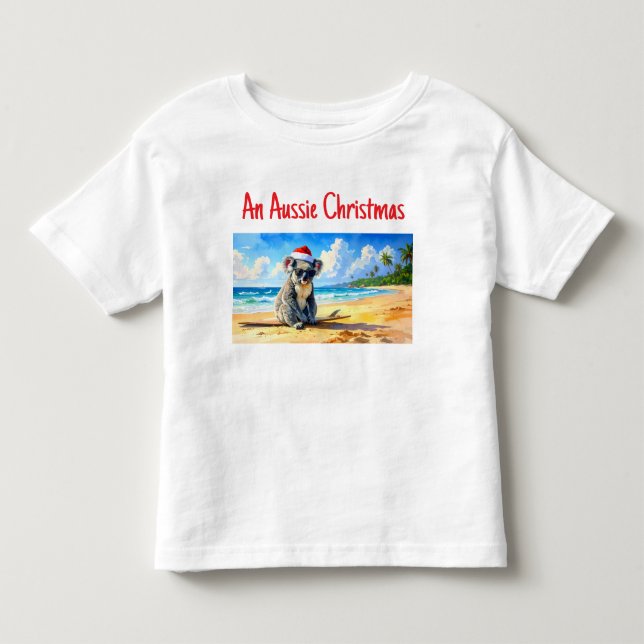 Sol och Surfa Koala Santa Hat T Shirt (Framsida)