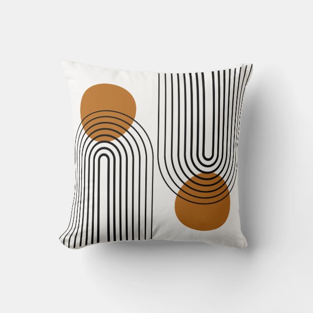 Sol och svart minimalistisk bohemisk  kudde (Framsida)