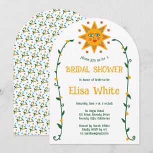 Sol och Vines Boho Arch Whimsical Shower Inbjudningar
