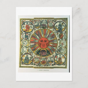Sol och Zodiac, ryska, i slutet av 1800-talet Vykort