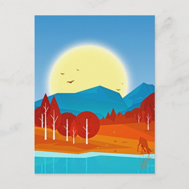 Sol över Blue Mountain med Hjort Sjö Vykort (Framsida)